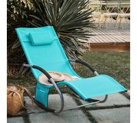 SoBuy OGS28-HB Chaise longue de jardin résistante aux intempéries Chaise longue à bascule avec coussin Chaise longue de relaxation Chaise longue à bascule Chaise longue de plage jusqu'à 150 kg Turquoi
