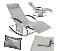 SoBuy OGS28-HG Chaise longue de jardin résistante aux intempéries Chaise longue à bascule avec coussin Chaise longue de relaxation Chaise longue à bascule Chaise longue de plage extérieure jusqu'à 150