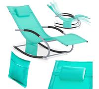 SoBuy OGS28-TB Chaise longue de jardin résistante aux intempéries Chaise longue à bascule avec coussin Chaise longue de relaxation Chaise longue à bascule Chaise longue de plage jusqu'à 150 kg Turquoi