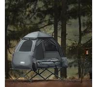 SoBuy OGS32-HG Tente de Camping 4 en 1 Pliable Lit Surélevé, Toit, Sac de Couchage, Matelas Gonflable -1 Personne - Idéal pour Randonnée, Festival et Plein Air Gris G