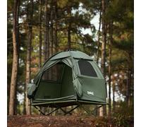 SoBuy OGS32-II-GR Lit de camp avec tente 1 personne Tente 4en1 sur pilotis avec sac à roulettes Lit de camping étanche sans matelas Tente de pêche Verte jusqu'à 180kg