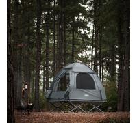 SoBuy OGS32-II-L-HG Lit de camp avec tente 2 personnes 4in1 Tente sur pilotis avec sac à roulettes Lit de camping étanche sans matelas Tente de pêche jusqu'à 180 kg