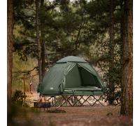 SoBuy OGS32-L-GR Lit de camp avec tente 2 personnes 7in1 Tente pliante avec pompe à air, sac à roulettes, sac de couchage, auvent Lit de camping étanche Vert jusqu'à 180 kg