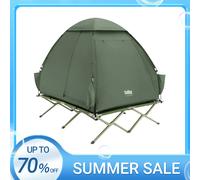 SoBuy OGS32-L-HG Tente de Camping 4 en 1 Pliable Lit Surélevé, Toit, Sac de Couchage, Matelas Gonflable -2 Personnes - Idéal pour Randonnée, Festival et Plein Air Gris G