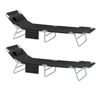 SoBuy® OGS35-Sch x2 Lot de 2 Bains de soleil Chaises Longues Transats de Jardin Camping inclinables, pliables et réglables - Noirs