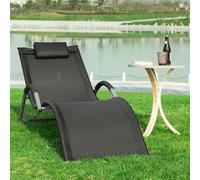 OGS38-SCH Chaise longue portable Transat Extérieur Ergonomique Chaise Longue Confortable avec Appui-tête, Structure en Acier, Léger (9,5 kg), Charge