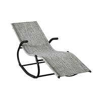 SoBuy® OGS41-MS Fauteuil à Bascule Chaise Longue Bains de Soleil Transat de Jardin Rocking Chair Confortable