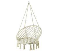 SoBuy® OGS42-MI Chaise Suspendue à Franges en Corde de Coton, Hamac Suspendu macramé, Fauteuil balançoire Intérieur extérieur, Balancelle de Jardin et Patio- Hamac Rond