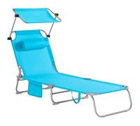 SoBuy OGS48-B Chaise Longue Bain de Soleil Transat de Relaxation Pliant Chaise de Camping Inclinable, Pliable et Réglable - Bleu