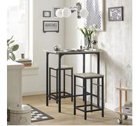 SoBuy Set de 1 Table + 2 Tabourets, Ensemble Table de Bar Bistrot + 2 Tabourets, Table Mange-Debout, Table Haute Cuisine, pour Salle à Manger, Cuisine, Salon, Blacon OGT10-HG