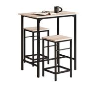 SoBuy OGT10-N Lot Table et 2 Tabourets de Bar Ensemble Table de Bar Bistrot + 2 Chaises avec Repose-Pieds Table Haute Cuisine