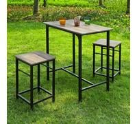 Sobuy® Ogt10-N Set De 1 Table + 2 Tabourets Ensemble Table De Bar Bistrot + 2 Tabourets Avec Repose-Pieds Table Mange-Debout Table Haute Cuisine