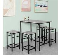 SoBuy OGT11-HG Set de 1 Table + 4 Tabourets Ensemble Table de Bar bistrot Gris G