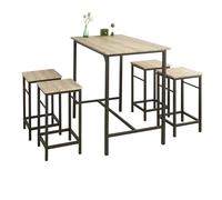 Sobuy Ogt11-N Set De 1 Table + 4 Tabourets Ensemble Table De Bar Bistrot + 4 Tabourets Avec Repose-Pieds Table Mange-Debout Table Haute Cuisine