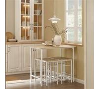 SoBuy Ensemble Table Haute avec 4 Tabourets Mange Debout Compact Style Industriel Cuisine Salon Balcon Blanc Naturel Table Cuisine