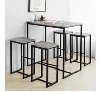 SoBuy OGT15-HG Set de 1 Table + 4 Tabourets Ensemble Table de Bar Bistrot + 4 Tabourets de Bar avec Repose-Pieds