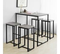 SoBuy OGT15-HG Table de bar 5 pièces avec chaises Table de salle à manger Table de bistrot avec 4 tabourets de bar Groupe de sièges gris