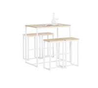 SoBuy Table Haute Mange Debout avec 4 Tabourets Ensemble Table Bar Cuisine Gain de Place pour Petit Espace Table Mange-Debout Compacte pour Cuisine, Balcon ou Salle à Manger 100x60x96cm OGT15-WN