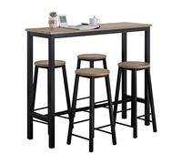 SoBuy Set de 1 Table + 4 Tabourets, Ensemble Table de Bar Bistrot + 4 Tabourets, Table Mange-Debout, Table Haute Cuisine, pour Salle à Manger, Cuisine, Salon, Blacon OGT22-SCH