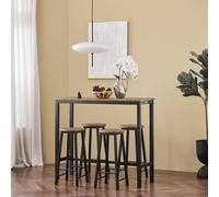 SoBuy OGT22-SCH Table de bar 5 pièces avec chaises Table de salle à manger Table de balcon Table de cuisine Table de bistrot avec 4 tabourets de bar Ensemble de meubles de jardin au design industriel