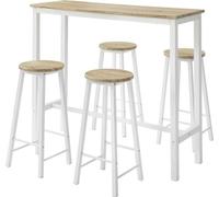 SoBuy OGT22-WN Set de table + 4 tabourets de bar Set de table de bar bistrot + 4 tabourets de bar avec tabouret de pied Table haute Cuisine Table haute