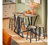 SoBuy OGT24-N Ensemble de 5 pièces Table de salle à manger avec 4 chaises Table pliante Salle à manger Groupe de sièges Cuisine Table en bois pliante au look industriel
