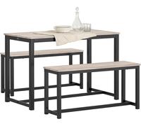 SoBuy OGT25-HN Ensemble Table à Manger et 2 Bancs, Set de 3 Pièces, Ensemble de Table de Bois