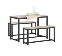SoBuy OGT25-HN Ensemble de salle à manger 3 pièces Table de salle à manger avec banc Cuisine Salle à manger Set en bois Table de balcon Table de salle à manger Naturel