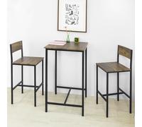 SoBuy OGT27-N Table de bar 3 pièces avec chaises Table de salle à manger Table de bistrot avec 2 tabourets de bar Ensemble de sièges