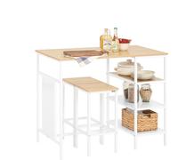 SoBuy OGT51-WN Set de table de bar 3 pièces Table de salle à manger Table de bistrot avec 2 chaises Groupe de sièges Table de balcon Table haute de balcon