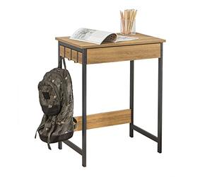 SoBuy Petit Bureau avec 1 Tiroir et 2 Crochets Bureau Gaming avec Etagères de Rangement Desk Multifonctionnel pour Chambre Table Gaming Naturel 60x40x77cm FWT43-N