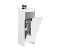 SoBuy Petit Meuble Salle de Bain avec Panier à Linge - Meuble WC Rangement 30x30x87 cm avec Porte Abattante, Design Moderne Blanc, Idéal pour Toilettes, Buanderie BZR154-W