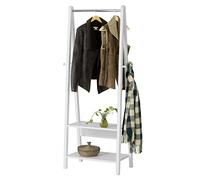 SoBuy Portant à Vêtements avec 2 Étagères de Rangement, Porte-Manteau Moderne & Rail de Suspension pour Chambre & Hall, Blanc, FRG59-W