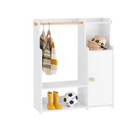 SoBuy Portant à Vêtements Enfant, Penderie pour Enfants, Garde-Robe Enfants, Étagère à Vêtement pour Chambre d'enfant avec 2 Compartiments et 1 Porte, 94 x 35 x 110 cm, KMB110-W