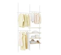 SoBuy Portant à vêtements télescopique, Portant robuste, Penderie ouverte réglable avec étagères & tringles, Blanc KLS17-WN