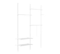 SoBuy Portant à vêtements télescopique robuste - Penderie ouverte réglable avec tringles et étagères, Porte-manteau pour chambre ou dressing, Blanc FRG34-II-W