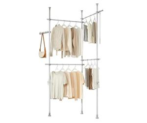 SoBuy Portant à vêtements télescopique robuste - Penderie ouverte réglable avec tringles pour chambre/dressing, Gris KLS03-II-HG