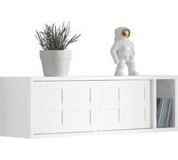 SoBuy Porte-manteau Étagère murale Entrée Patères Étagère suspendue Porte-manteau avec 1 porte coulissante et 1 compartiment 75x20x23cm - Blanc