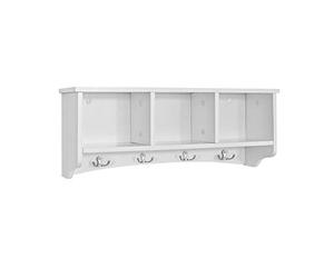 SoBuy Porte Manteau Mural, Patère Murale, Étagère de Rangement, Meuble d’Entrée avec 3 Compartiments et 4 Crochets pour Couloir, Entrée, Salon, Bureau et Chambre, Blanc, L60xP15xH23 cm, FRG48-W