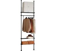 SoBuy Porte-manteau Système de rangement télescopique avec 1 barre 3 étagères et 1 fourche Vêtements - acier plastique - noir