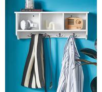 SoBuy® portemanteau mural,étagère suspendue,bibliothèque,armoire murale,avec 4 crochets,FRG48-W