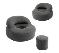 SoBuy Pouf canape 2-en-1 avec Repose-Pieds & Dossier Flexible 110x125x65cm | Fauteuil Pouf Poire de design ergonomique pour adultes, mousse 25D, Bean Bag pour chambre et salon, gris, FST100-DG