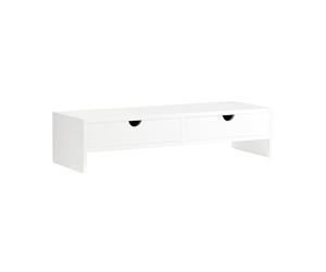 SoBuy Rehausseur Ecran PC Bureau avec 2 Tiroirs 47x11x18cm | Support Ecran PC avec Tiroirs, Support Ordinateur Portable pour Travail Ergonomique, Charge 10 kg, Blanc, BBF02-W
