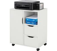 SoBuy Rolling Printer Stand Organizer Mobile Desktop Pedestal avec tiroirs et porte, Office Storage Unit - 60x35x70cm