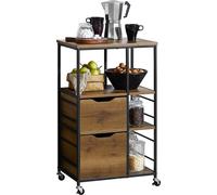 SoBuy Rolling Trolley Chariot de cuisine Rolling Storage Cabinet Buffet multifonctionnel Chariot de service avec 3 tiroirs et 3 étagères, 53x37x89cm
