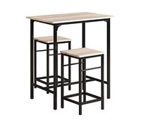SoBuy Set de 1 Table + 2 Tabourets, Ensemble Table de Bar Bistrot + 2 Tabourets, Table Mange-Debout, Table Haute Cuisine, pour Salle à Manger, Cuisine, Salon, Blacon, Naturel, OGT10-N