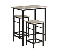 SoBuy Set de 1 Table + 2 Tabourets, Ensemble Table de Bar Bistrot + 2 Tabourets, Table Mange-Debout, Table Haute Cuisine, pour Salle à Manger, Cuisine, Salon, Blacon OGT10-HG