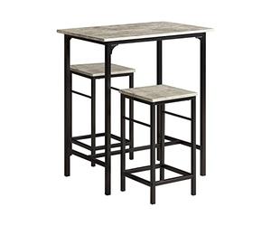 SoBuy Set de 1 Table + 2 Tabourets, Ensemble Table de Bar Bistrot + 2 Tabourets, Table Mange-Debout, Table Haute Cuisine, pour Salle à Manger, Cuisine, Salon, Blacon OGT10-HG