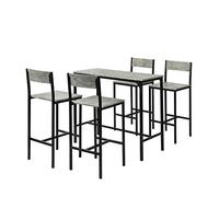 SoBuy Set de 1 Table + 4 Tabourets, Ensemble de Bar Bistrot + 4 Tabourets, Table Mange-Debout, Table Haute Cuisine, pour Salle à Manger, Cuisine, Salon, Blacon, Gris OGT14-HG