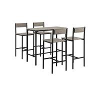 Sobuy® Ogt14-N Set De 1 Table + 4 Chaises Ensemble Table De Bar + 4 Tabourets De Bar Avec Repose-Pieds Table Mange-Debout Table Haute Cuisine Ecru